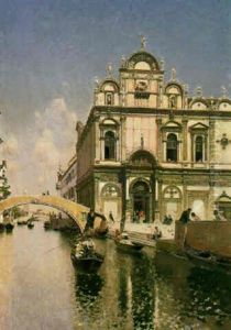 A View Of The Church Of S.s. Giovanni E Paolo, Venice by Martin Rico y Ortega
