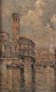 A View Of A Venetian Canal by Martin Rico y Ortega