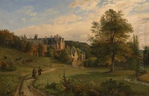 Vue D'un Chateau Dans Une Campagne Francaise