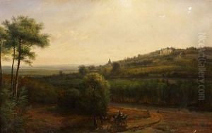 Vue Du Chateau Des Perrais, Cote De La Terrasse (+ La Fenaison Devant Le Chateau Des Perrais; Pair)