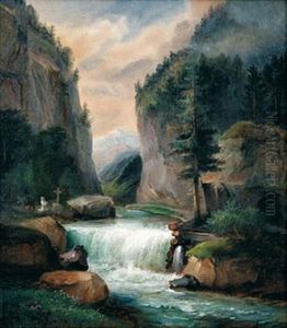 Paysage De Montagne Et Torrent (pair)