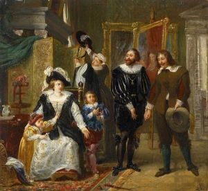 Der Besuch Des Malers Adriaen Brouwer Im Atelier Rubens by Louis Ricquier