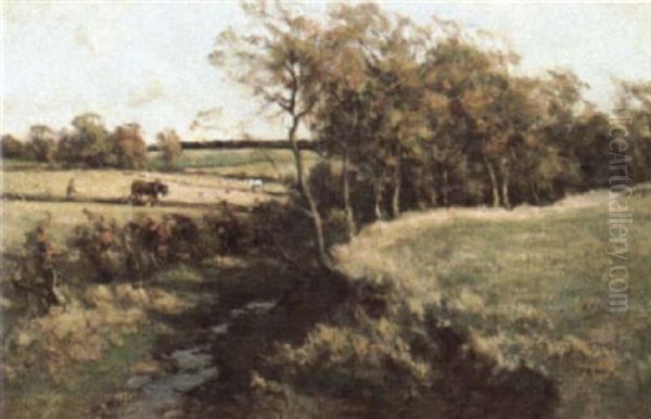 River Scene With Ploughman - view 1