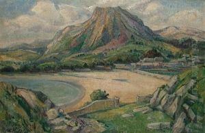 Coastal Landscape With Volcano by John Riddle