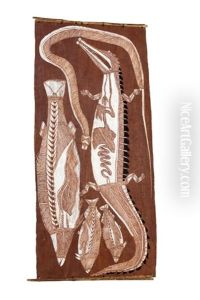 Crocodile, Fish And Eel by Louis Marie Joseph Ridel