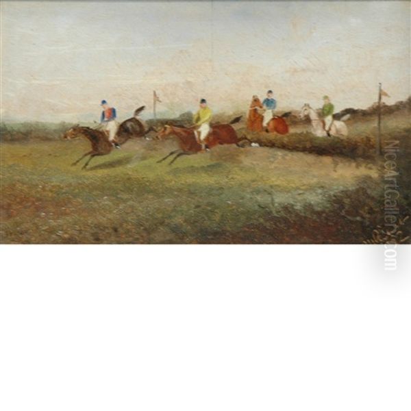 A Lady And Gentleman Driving A Dogcart And Horsemen Taking A Jump (2 Works) - view 1