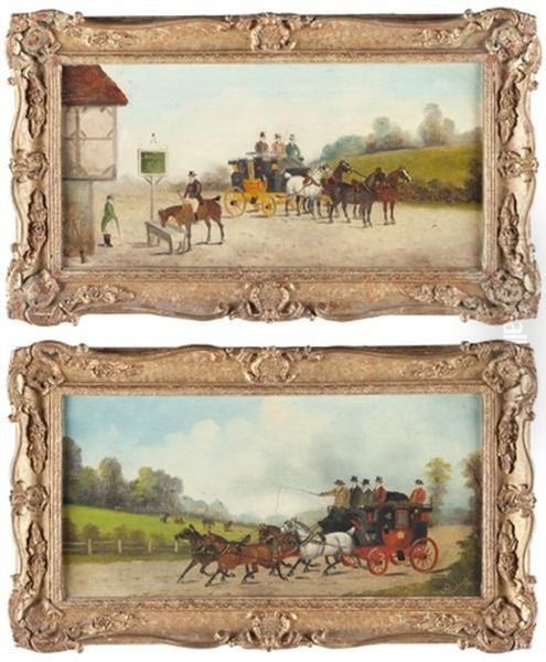 Untitled (coach And Four With Passengers Passing An Open Field) (+ Another; Pair) - view 1