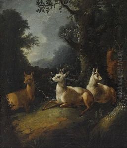 Rehe Auf Der Waldlichtung by Johann Elias Ridinger or Riedinger