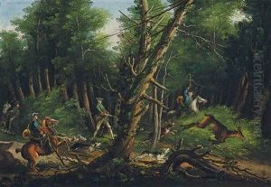 A Hunt by Johann Elias Ridinger or Riedinger