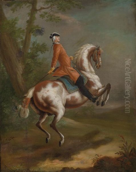 Ein Reiter Auf Einem Pferd In Der Levade - view 1