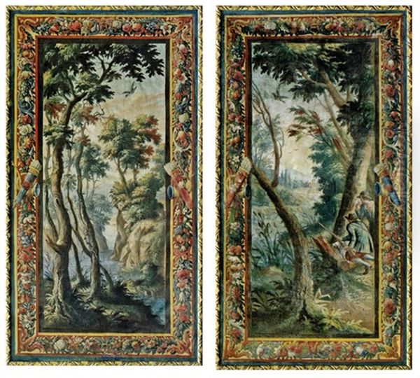 Waldlandschaft Mit Einem Wasserfall (+ Zwei Jager In Einer Waldlandschaft; 2 Works) - view 1