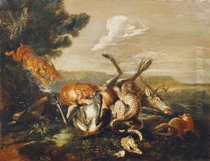 Zwei Luchse Und Ein Leopard Reisen Einen Hirsch