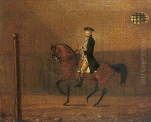 An Elegant Gentleman Riding A Horse In A Stable