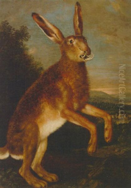 A Prancing Hare, With A Town Beyond - view 1