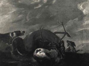 Hirschjagd by Johann Elias Ridinger or Riedinger