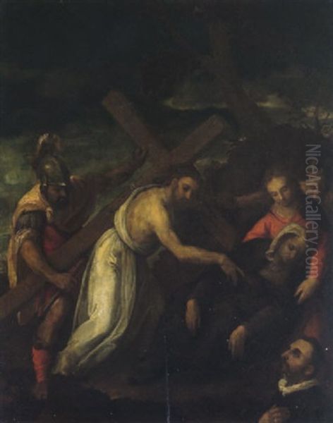 Cristo Che Porta La Croce, Con Un Donatore - view 1