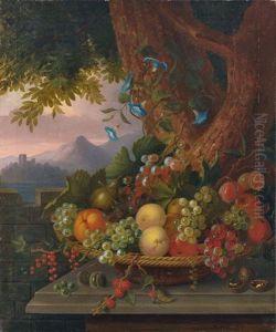 Fruchtestilleben Vor Berglandschaft