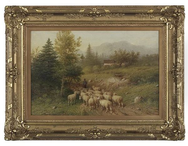 The Shepherd And His Flock Of Sheep - view 1