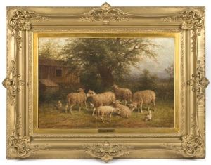 Sheep In A Rural Landscape... by George Riecke