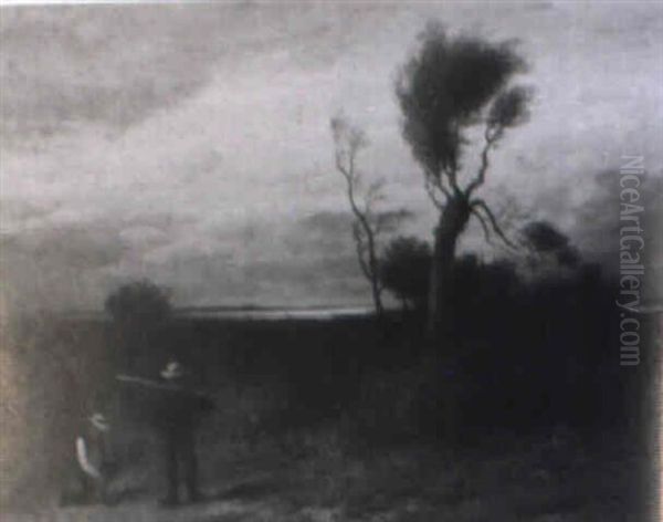 Landscape Near New Orleans With Figures Around A Fire - view 1