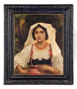Ritratto Di Popolana Con Fiocco Rosso Tra I Capelli by August Riedel