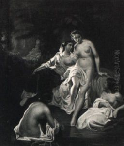Badende Italienerinnen Am Waldquell by August Riedel