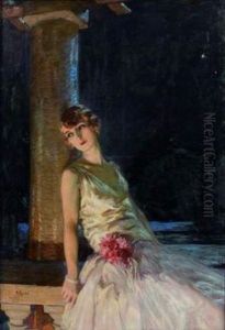 Jeune Femme Pensive En Robe Du Soir