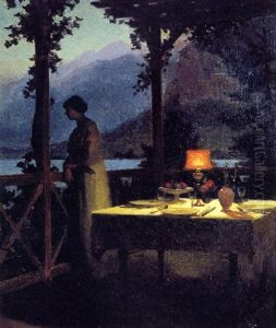 La Table Dressee Au Bord Du Lac by Marcel Rieder