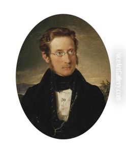 Portrait Of A Gentleman, Bust-length, In A Black Coat by Wilhelm August Rieder