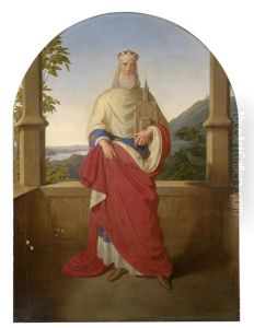 Der Heilige Leopold Vor Einer Donauansicht Und Dem Leopoldsberg Im Hintergrund by Wilhelm August Rieder
