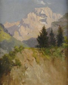 Sommer Im Hochgebirge. Blick Auf Die Tessiner Alpen(?). Studie