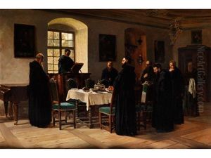 Monche Im Refektorium by Wilhelm Ludwig Friedrich Riefstahl