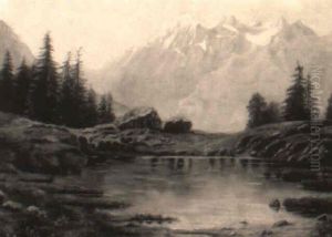 Morgendlicher Gebirgssee In Tirol by Wilhelm Ludwig Friedrich Riefstahl