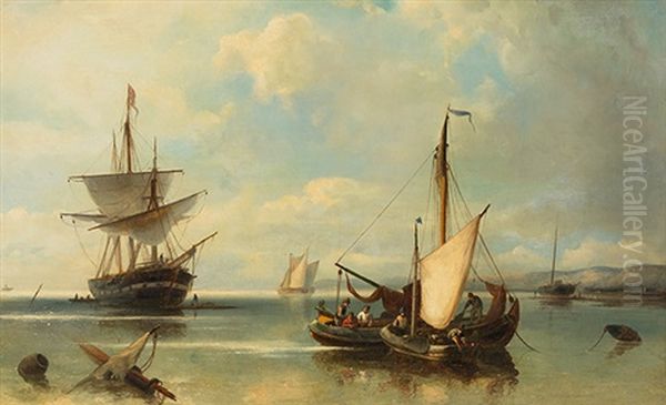 Kustenlandschaft Mit Dreimaster Und Segelbooten - view 1