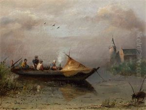 Fishing Boat At Anchor In The Morning Mist by Nicolaas Riegen
