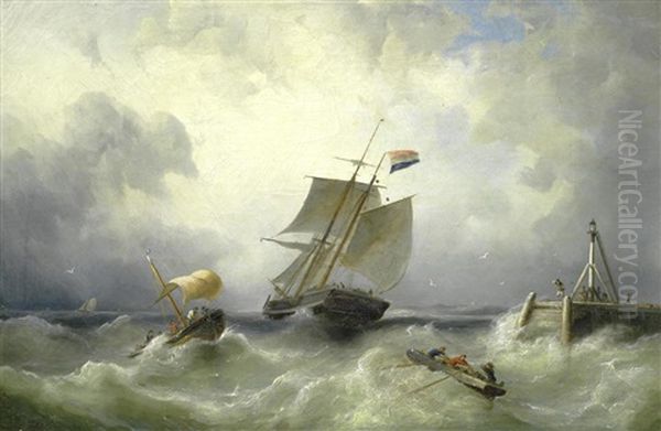 Ships In A Stormy Sea - view 1