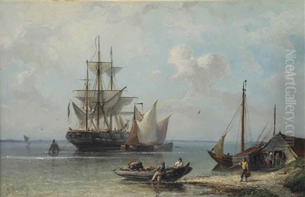 A Moored Three-master Near The Dutch Coast - view 1