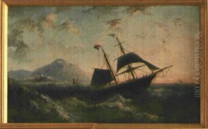 Hollandische Bark Vor Sturmischer Kuste by Nicolaas Riegen