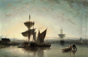 Shipping On A Calm Near A Harbor