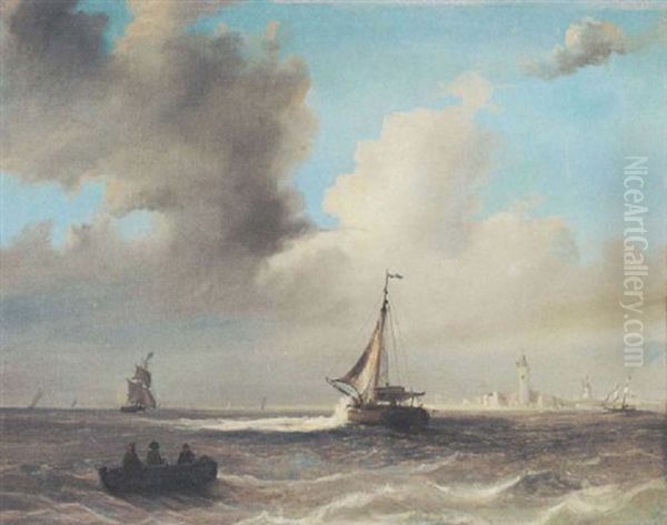 Shipping At The Mouth Of A Dutch River Estuary - view 1