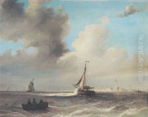 Shipping At The Mouth Of A Dutch River Estuary by Nicolaas Riegen