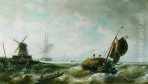 Sailing Vessels In Choppy Waters by Nicolaas Riegen