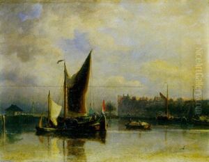 Morgenstimmung In Einem Hollandischen Hafen by Nicolaas Riegen