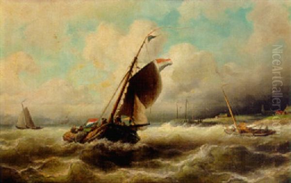 A Dutch Fishing Smack And Other Vessels Off The Coast - view 1
