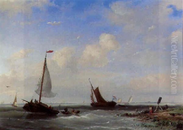 Dutch Sailing Vessels Off An Estuary - view 1