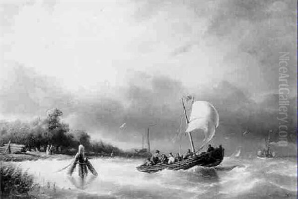 A Sailing Vessel In Choppy Water - view 1