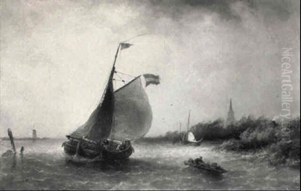 A Fishing Boat And Other Boating In A River Estuary - view 1