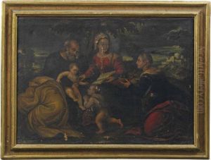 The Holy Family With Infant Saint John The Baptist And Saint Catherine Of Alexandria by Paris Bordone