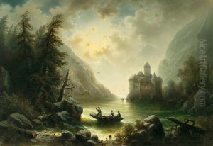Crossing In A Moonlit Night by Albert Rieger