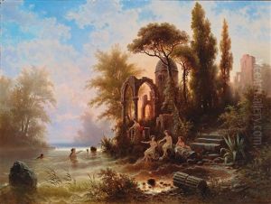 Bathers In A Romantic Landscape